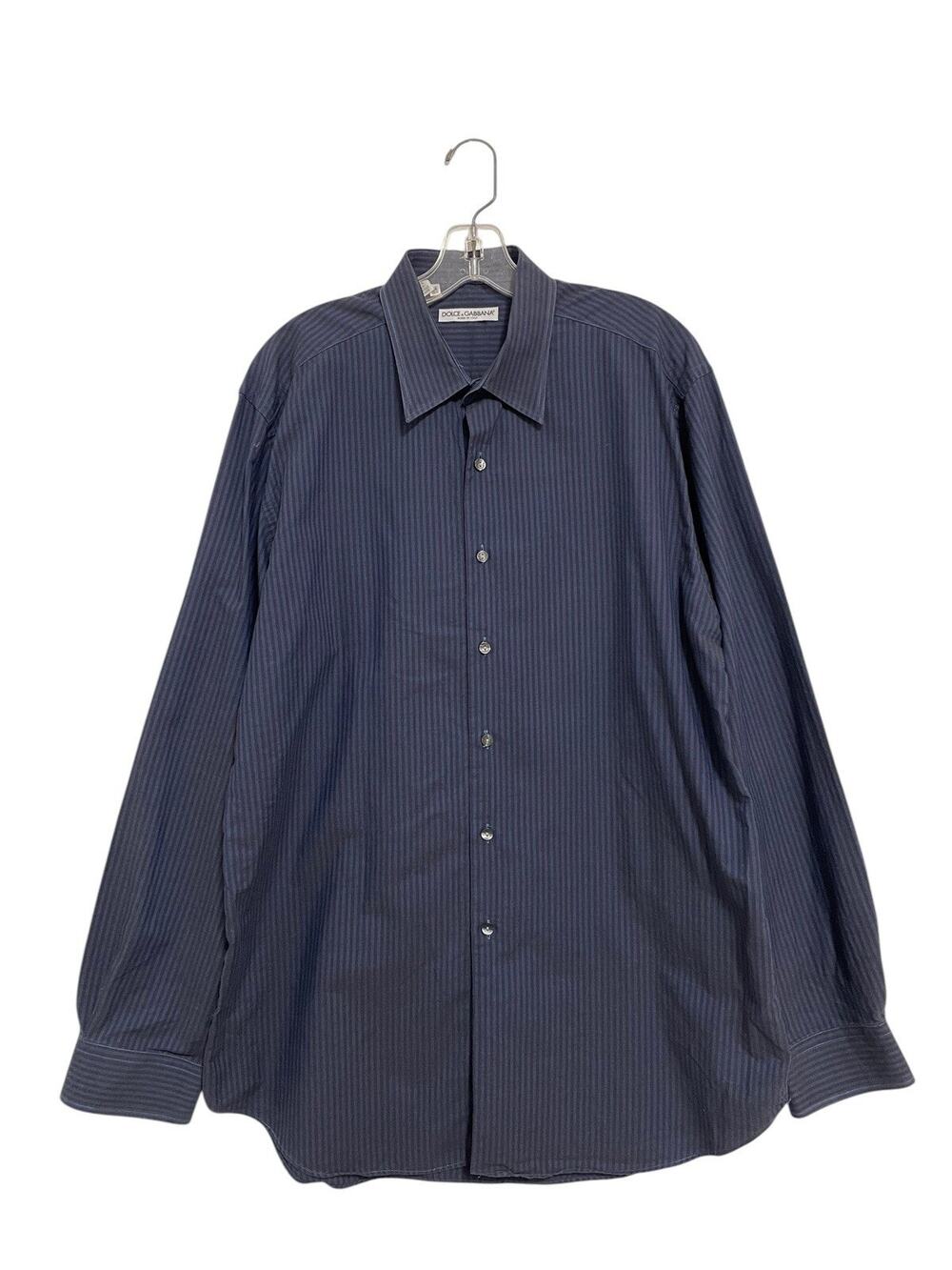 Dolce & Gabbana Blue Striped Long Sleeve Button Up Shirt Dress Size 16.5/42